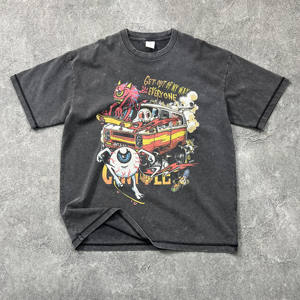 Camiseta de Algodón Grueso con Bordado Vintage de Alta Calidad al por Mayor, Lavado Ácido, Personalizable, Impresión por Inyección Directa para Hombre - Product Image 2