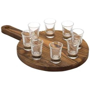 Mu Yujia Wooden Serving Tray Round With Handle Solid Wood Drink Tray For Bar Counter Use - Product Image 3