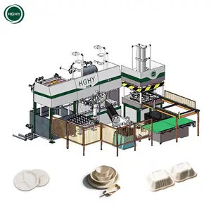 HGHY Sugarcane Bagasse Pulp Paper Plate Making Machine Prices Production Line dishes & plates bento lunch food box take away