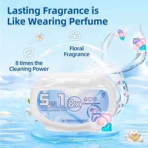 Capsules de lessive concentrées 5 en 1 pour toute la famille, adoucissant textile jetable, anti-acariens, dissolution rapide, étiquette blanche - Product Image 2