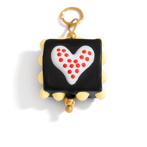 จี้รูปหัวใจเรซิ่นเพ้นท์มือ สำหรับทำเครื่องประดับ DIY ของขวัญสำหรับทุกเพศ จี้โลหะผสมสังกะสี PJ92088A - Product Image 3