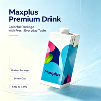 Maxplus 250ml 500ml pour carton aseptique Brik avec bouchon à vis refermable 30mm pour l'emballage de produits laitiers et de jus, papier kraft portable