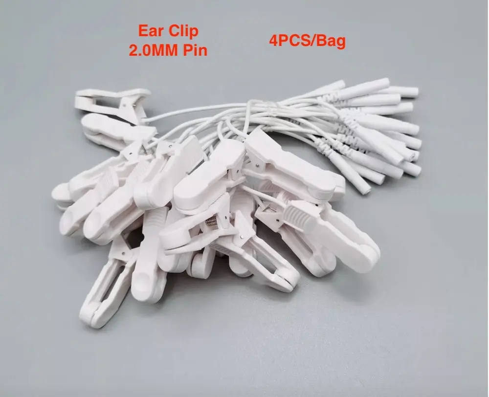 Ear Clip wires Replacement TENS Electrode Leads Wires/Cables- 2.35mm Safety-Plug with Standard 2mm Pins Connectors