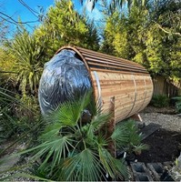 Sauna extérieur à bois avec vue panoramique, modèle résidentiel pour 6 personnes, en cèdre rouge noueux