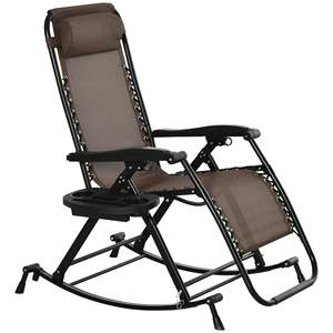Fauteuil inclinable pliable à gravité zéro avec coussin et porte-gobelet pour utilisation en extérieur, dans le jardin ou l'atelier - Product Image 1