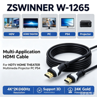 Câble Micro HDMI vers Micro HDMI 4K 60Hz Haute Vitesse Plaqué Or Cuivre Pur Gaine PVC pour Vidéo HDTV Projecteur