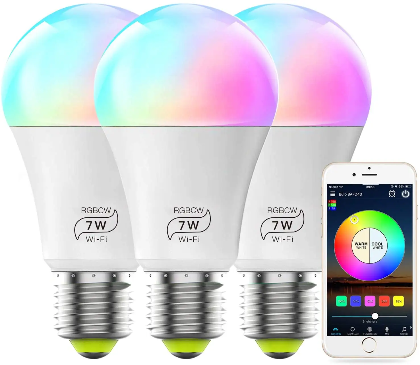 Vendita calda della fabbrica 9w lampadina wifi cambiamento di colore e27 smart lampadina