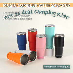 30OZ Sublimation Blank Bluetooth <b>Music</b> Stainless Steel Vacuum Tumbler Wireless Speaker with Lid Straw Camping - Product Image 2