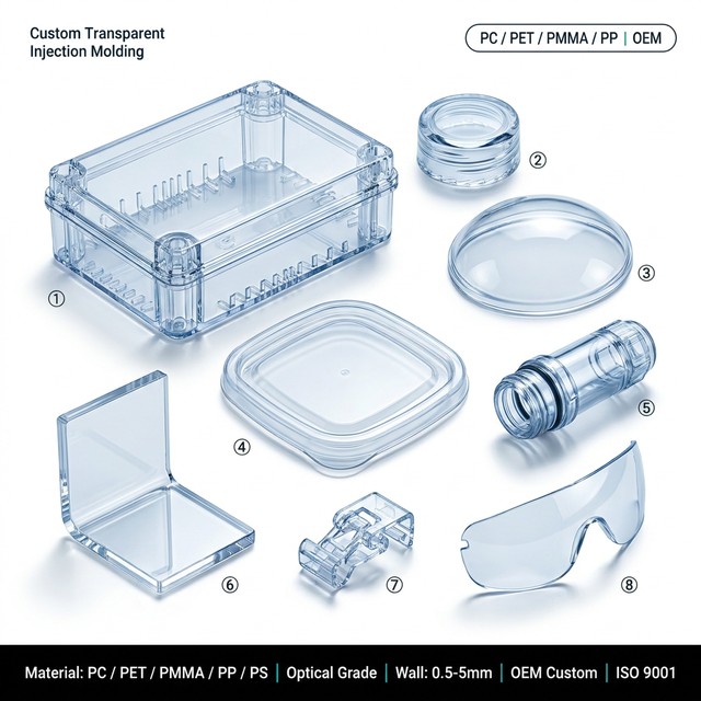 China Manufacturer Custom Injection Molding Plastic Parts ABS PP PS PE PET Clear Plastic Components Supplier