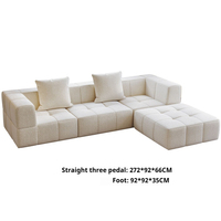 Sofá Seccional Recto de Tela Moderna, Diseño Modular de Tres Plazas, Respaldo con Almohadas, Brazos Cuadrados, Muebles para Sala de Estar, 272x92x66CM