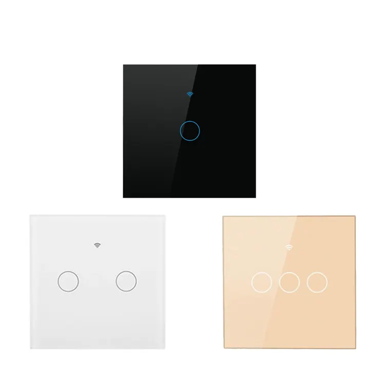 With Alexa Google 1/2/3 Gang Wifi Smart Wall Light Switch Touch Timer Home WIFI 2.4GHZ Tempered Glass 2 Years Work Ios/android