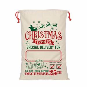 Sac cadeau de Noël personnalisé avec logo, sac à cordon en toile - Product Image 5