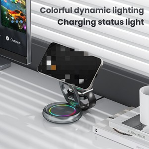 Los productos más vendidos 2024 RGB Plegable 360 Rotación 3 en 1 <span class=keywords><strong>Cargador</strong></span> magnético inalámbrico <span class=keywords><strong>Cargador</strong></span> inalámbrico multifunción de escritorio - Product Image 3