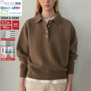 Offre Spéciale haute qualité femmes Polo col rabattu <span class=keywords><strong>pull</strong></span> personnalisé cachemire <span class=keywords><strong>laine</strong></span> <span class=keywords><strong>pull</strong></span> tricoté à manches longues tricot <span class=keywords><strong>pull</strong></span> - Product Image 2