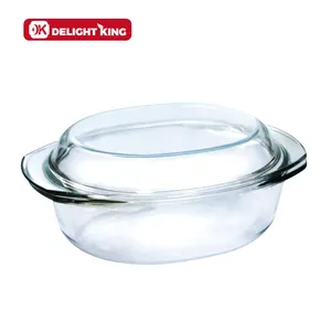 Oval caçarola de vidro microondas-resistente ao calor tampa de vidro/vidro panela caçarola/transparente vidro de borosilicato de alta