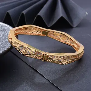 Ethiopian Bridal Gold Color Bangles Indian Wedding Jewelry Dubai Engagement Hand Bracelets Jewelry Gifts 24k New