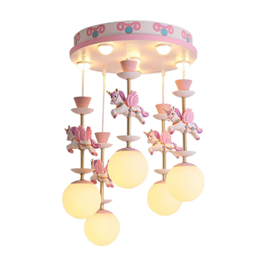 <span class=keywords><strong>Lampadario</strong></span> Moderno a Tema Unicorno - Lampada a Sospensione Creativa Rosa <span class=keywords><strong>per</strong></span> <span class=keywords><strong>Cameretta</strong></span> - Illuminazione Premium <span class=keywords><strong>per</strong></span> Camere dei Bambini con Globo in Vetro Satinato - Product Image 2