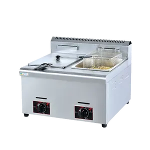 Fast Food Equipment 2 Tank 6L Gas Deep Fryer Commercial Chips Chicken Fryer for Sale