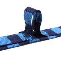 Cravates pour hommes à rayures larges et audacieuses, bleu foncé, jacquard personnalisé, tissées en Chine, vente en gros, cravates en soie fines à rayures horizontales pour hommes