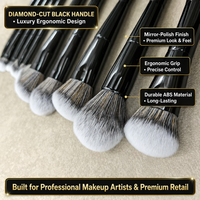 Lot de 10 pinceaux de maquillage professionnels double-embout, manche noir, véganes, pour visage et yeux, kit de pinceaux cosmétiques, marque privée, vente en gros
