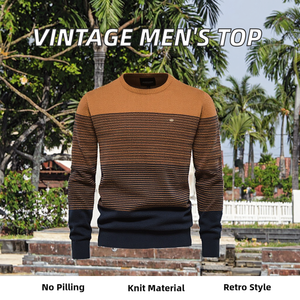 Pull en maille respirant à séchage rapide à col rond à manches longues vintage pour homme Automne/Hiver Logo avant Anti-rétrécissement - Product Image 2