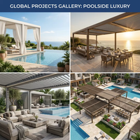 Pergola de luxe en aluminium thermolaqué avec toit à lames orientables, abri extérieur résistant à l'eau pour jardin