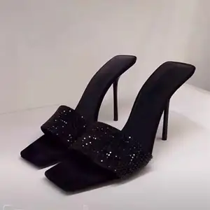 6CM/9CM New Fashion Talon Pour Femm Nouveau Rhinestone Shoes Sexy Black Diamond Heels for Women