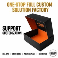 Boîte d'expédition personnalisée noire et orange, imprimée recto-verso, idéale pour le transport de vêtements de marque
