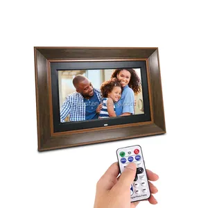 Pros 10 Inch Digital Photo Frame Wooden LCD Full HD Advertising Players Indoor Widescreen Digital Picture Frame Remote Control