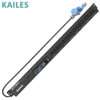 KAILES(KLS) K55 Série ZD PDU intelligent 32A 200-240Vac 16 C19Anti-Drop+2Disjoncteur Installation verticale Tôle noire