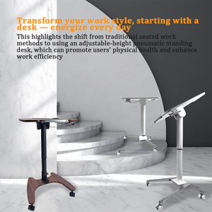 Bureau ergonomique hydraulique pour ordinateur portable, réglable en hauteur, manuel, avec roulettes, pour la maison, le bureau ou l'étude - Product Image 2