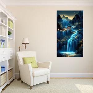 DIY cascade pleine perceuse cristal strass Art imprimé tissu <span class=keywords><strong>montagne</strong></span> peinture avec diamant maison décoration murale - Product Image 2