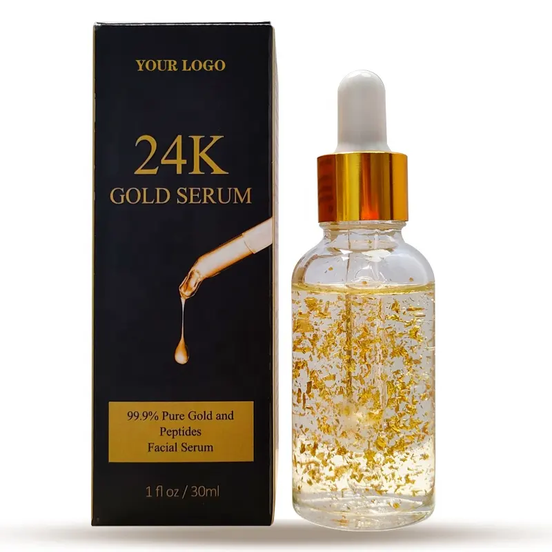 Sérum visage or anti-âge hydratant anti-rides vitamine C feuille d'or végétalien acide hyaluronique nicotinamide sérum visage or 24 carats