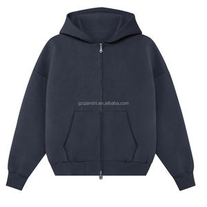 Sweat à capuche zippé Essentials 600 500 g/m² 100 % coton épais noir, coupe oversize, personnalisé, coupe carrée, court - Product Image 6