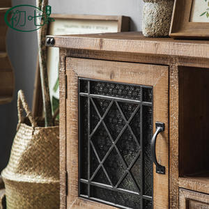 Mueble de TV de madera maciza estilo americano con puertas y cajones, mueble de almacenamiento retro industrial para sala de estar - Product Image 4