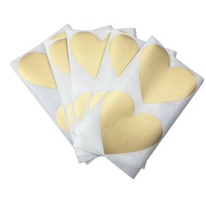 Gold Heart Scratch Off Stickers 7x8cm Self-Adhesive <b>Glossy</b> <b>Paper</b> Promotional Activities - Product Image 1
