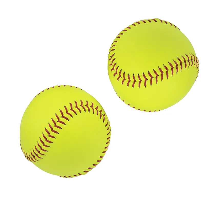 Yellow Green PU/PVC Leather Outdoor Sports 12 inch balls Handmade Official Standard Practice Softball for sale