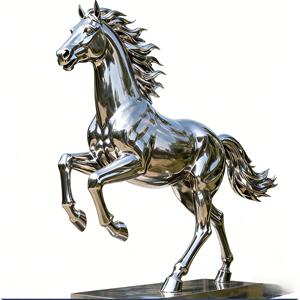 Escultura Moderna Abstracta de Caballo Galopante en Acero Inoxidable Pulido Espejo Grado 304/316 para Uso Comercial en Interiores, Oficinas y Exteriores - Product Image 2