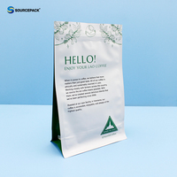 Sachet de café personnalisé Ziplock avec valve et fermeture éclair, emballage de café imprimé à fond plat, pochette de café en aluminium à fond stable