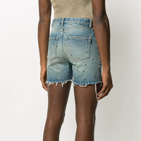 Shorts en jean délavé Y2K personnalisés, élégants, avec œillets creux, jorts vintage, coupe décontractée, shorts pour femmes