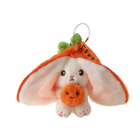 Peluche Lapin Fraise Transfrontalier qui se transforme en petite poupée lapin, porte-clés et breloque de sac, 13 cm, Polyester