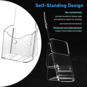 Clear Trade Shows <b>Document</b> Acrylic Brochure <b>Holder</b> With Business Card <b>Holder</b> A6 Table Display Stand - Product Image 5