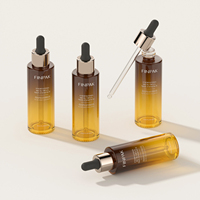 Flacon compte-gouttes en verre transparent de 60 ml, forme cylindrique, pour sérum facial, huile essentielle, emballage cosmétique en verre, flacon