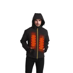 Custom Winter Electric Battery Rechargeable Windproof USB Men Heated Coat Hoodies Jacket Clothing With Battery