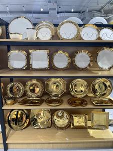 Ensemble d'assiettes à dîner de luxe en marbre au design moderne et doré <span class=keywords><strong>Vaisselle</strong></span> en céramique en porcelaine de Offre Spéciale pour hôtels - Product Image 3