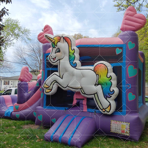Combo toboggan gonflable commercial de château gonflable de maison de rebond de <span class=keywords><strong>licorne</strong></span> avec le toboggan aquatique pour sauter des châteaux et le divertissement - Product Image 6