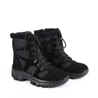 Bottes de randonnée tactiques en daim noir DF703, hautes, à lacets, imperméables, pour toutes les saisons, pour hommes