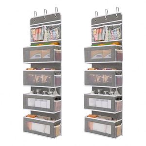 Organizador Colgante para Puerta de 5 Niveles, Plegable, con 4 Bolsillos Grandes y Ventana Transparente de PVC (Gris) - Product Image 1