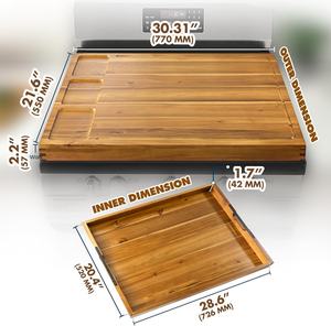 Planche à nouilles en bois 3-en-1 pour comptoir de cuisine, couvre-brûleurs de cuisinière à <span class=keywords><strong>gaz</strong></span>, brûleurs électriques, rainures pour jus, blocs à découper - Product Image 2