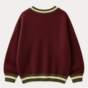 Pull personnalisé pour femme en jersey 100% coton rayé, col en V, avec nom et numéro d'équipe, pull sportif - Product Image 3